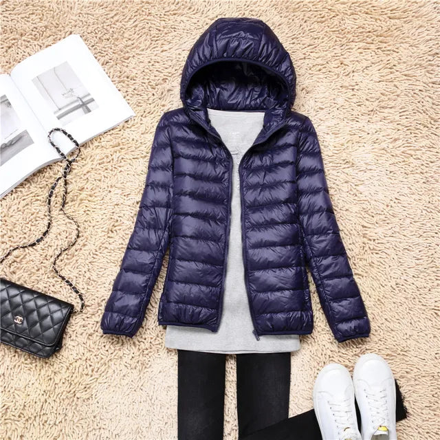 Lily women's lightweight hooded puffer jacket sleek quilted silhouette for modern winter style