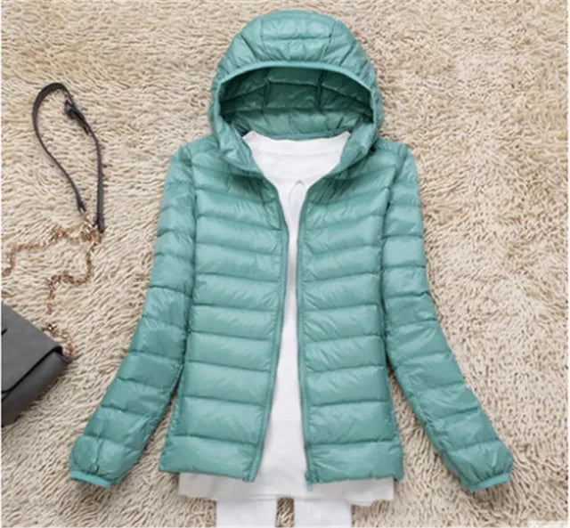 Lily women's lightweight hooded puffer jacket sleek quilted silhouette for modern winter style