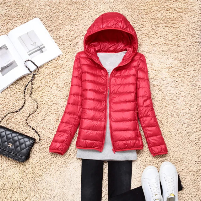 Lily women's lightweight hooded puffer jacket sleek quilted fit for modern winter style