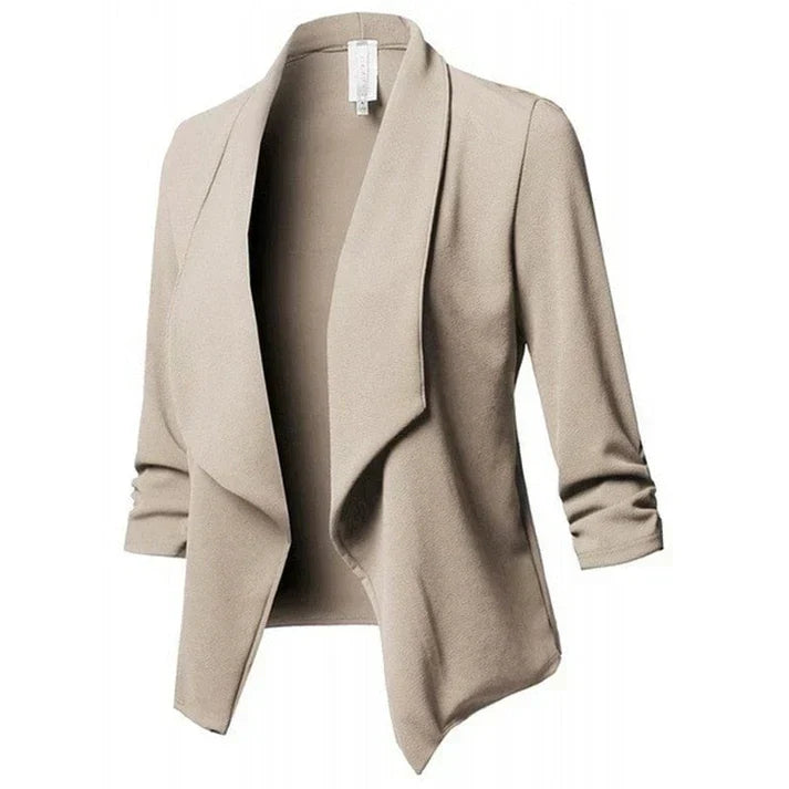 Linda women's jacket neutral-tone versatile outerwear sustainable everyday elegance slim tailored cut