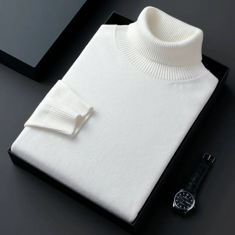 Men's premium turtleneck sweater in versatile knit, slim silhouette, soft cotton blend for sharp casual style