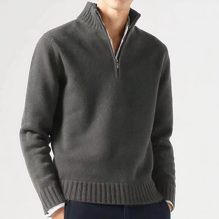 Men's cozy knit sweater in warm tones, relaxed fit jumper with soft insulating fabric for cold weather