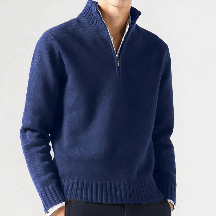 Men's cozy knit sweater warm insulating jumper in neutral tones relaxed fit for cold weather