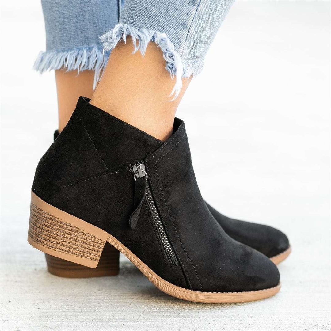 Kimberly women's black zip-up ankle boots sleek silhouette with cushioned comfort and streamlined closure