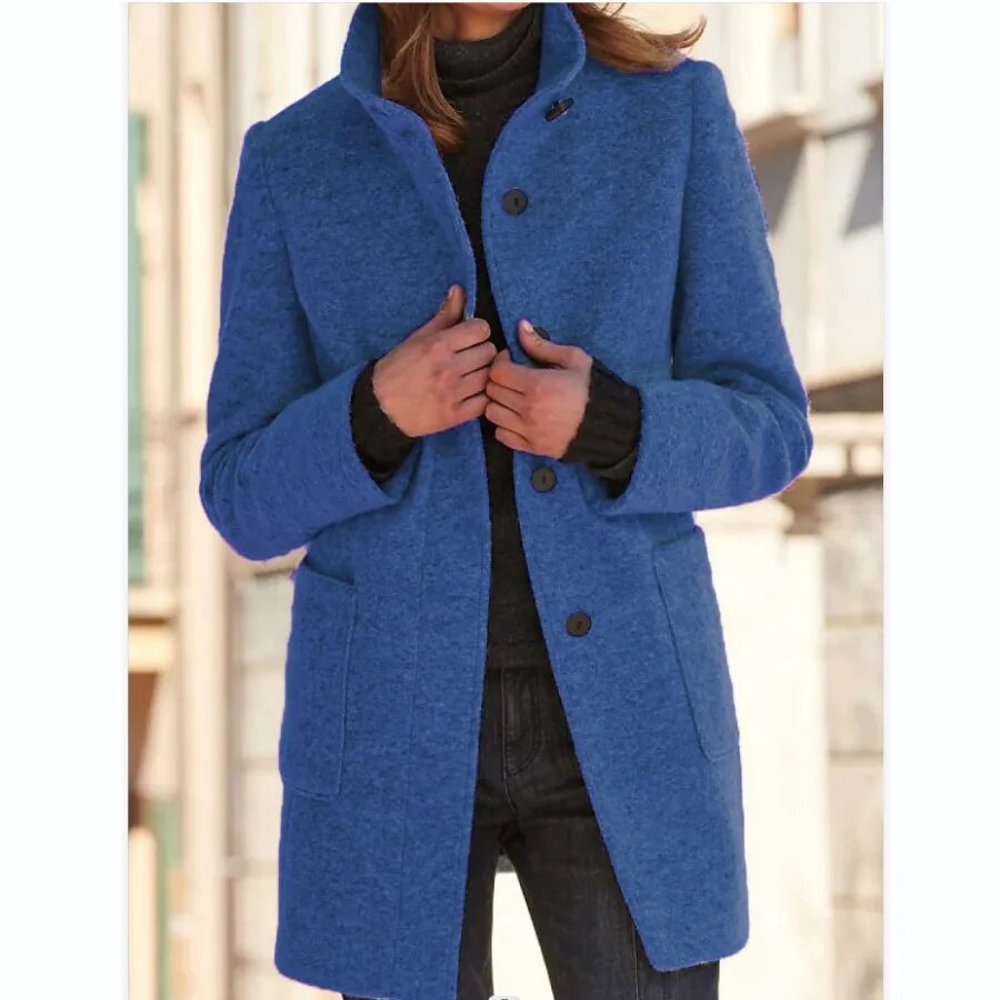 Sophie women's wool-effect winter coat, structured fit, elegant textured finish for everyday warmth