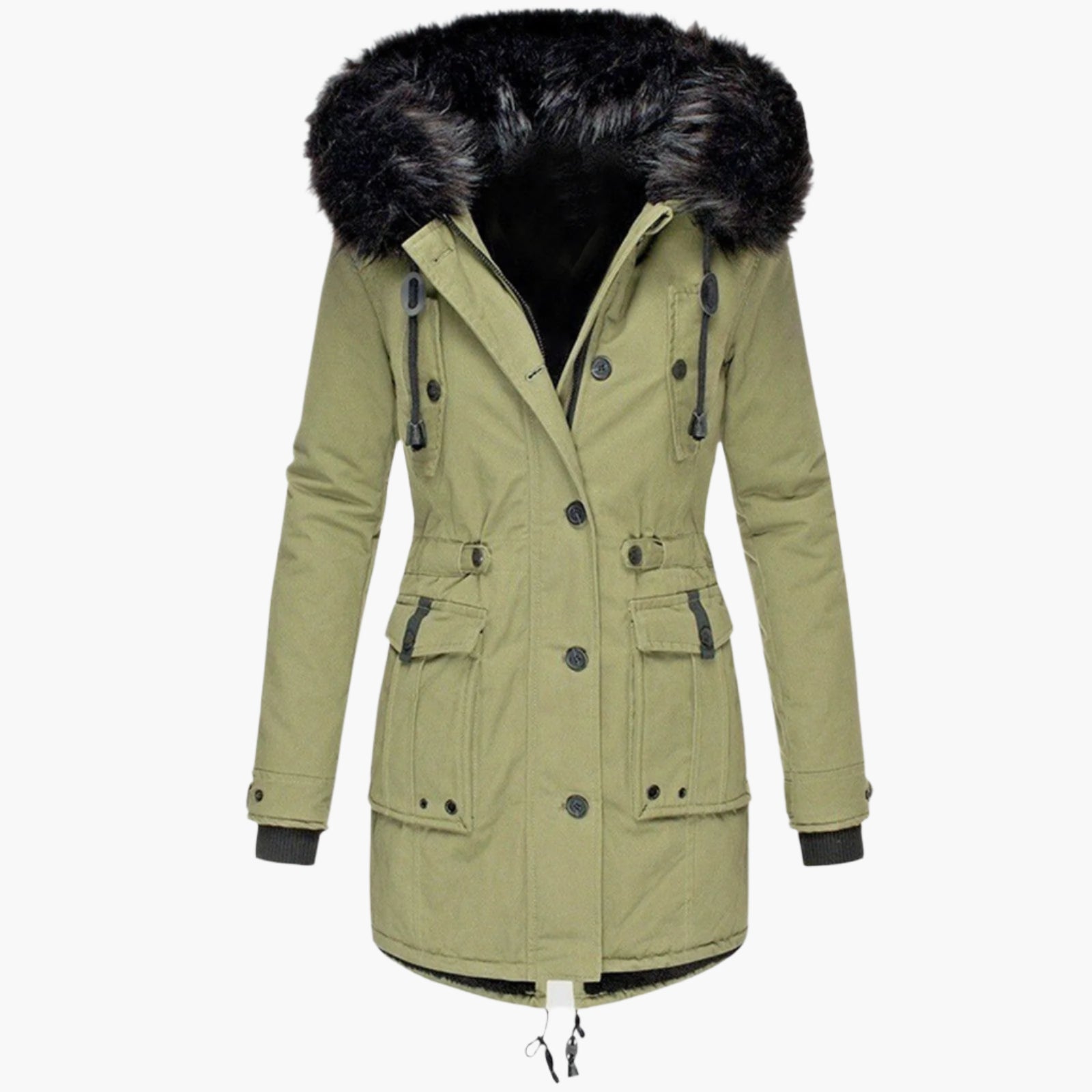 Women's fitted hooded winter coat in bold city style with flattering silhouette for everyday warmth