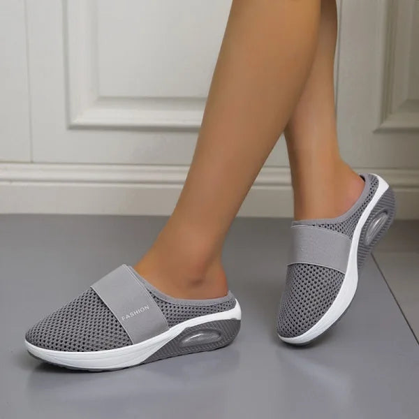 Women's breathable mesh wedge sandals slip-on elastic strap cushioned sole everyday casual comfort