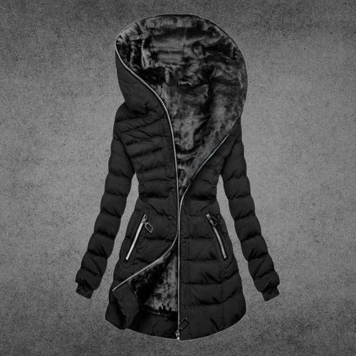 Women's elegant winter coat with premium thermal insulation, tailored fit, and refined cold-weather style