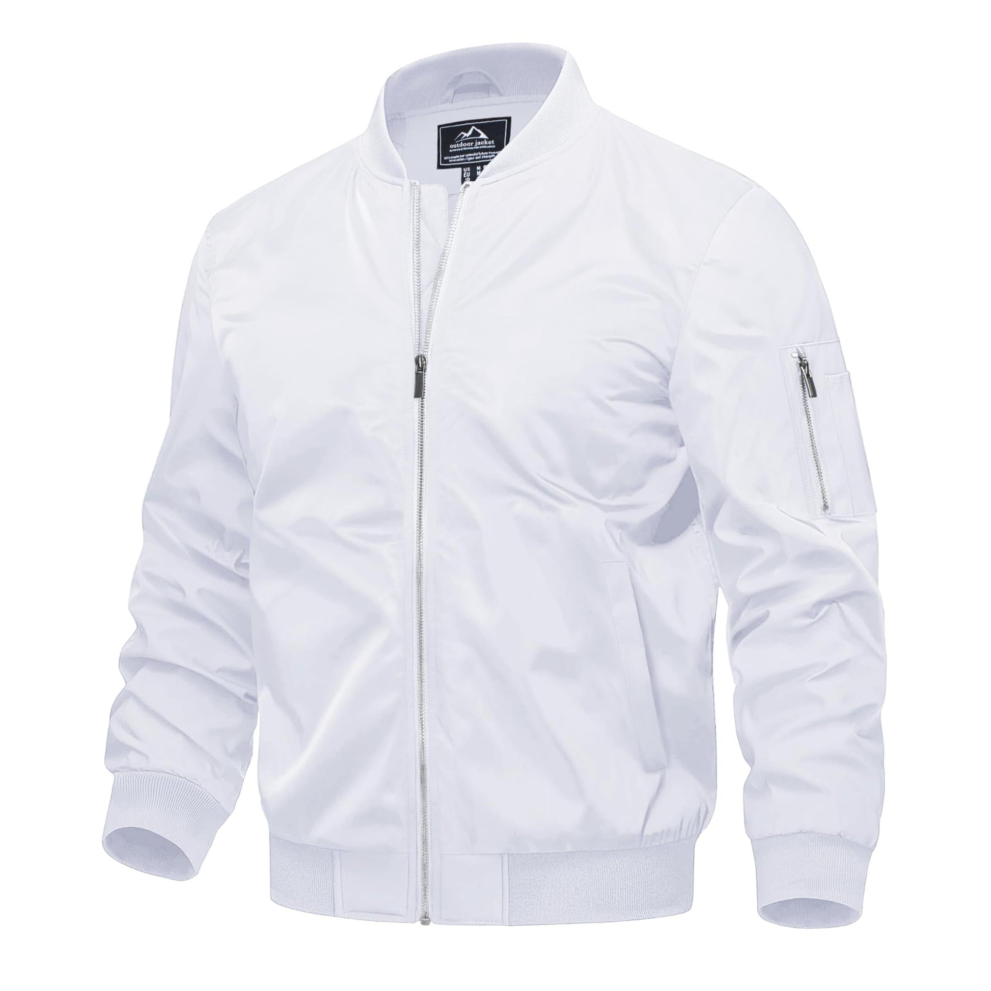 Men's windproof quilted bomber jacket with multiple pockets, warm polyester lining for winter wear
