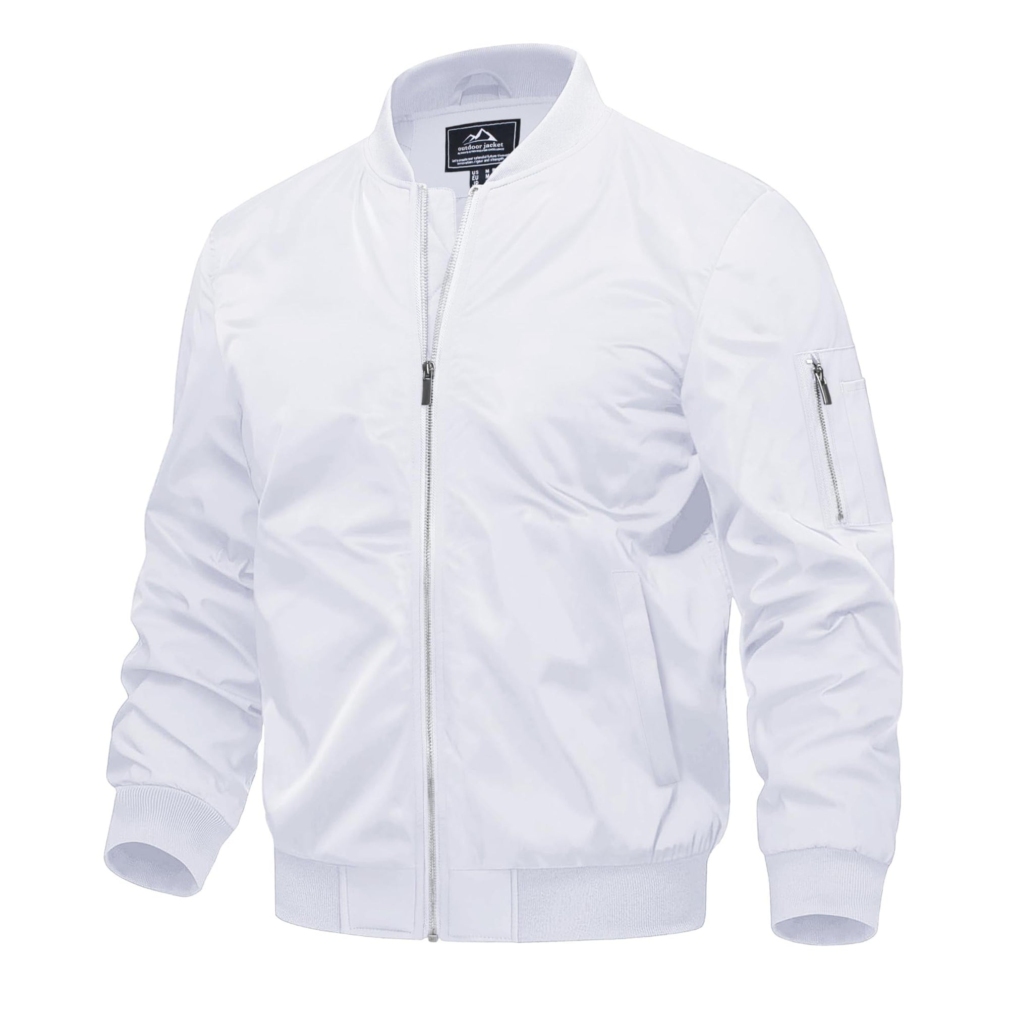 Men's windproof quilted bomber jacket with multiple pockets, warm polyester lining for winter wear