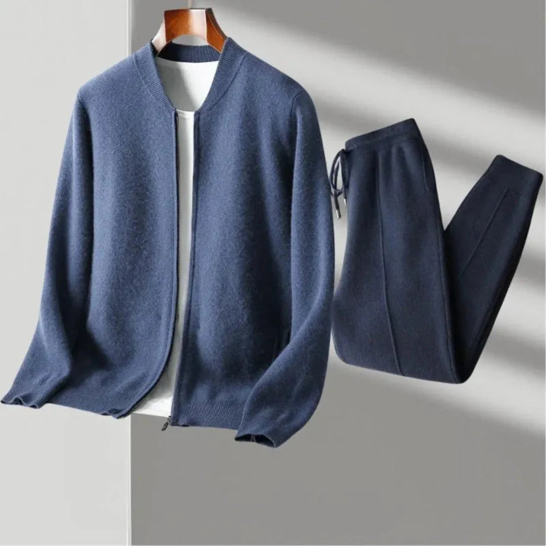 Walter merino wool matching set gray zip cardigan and joggers minimalist travel-ready coordinated duo