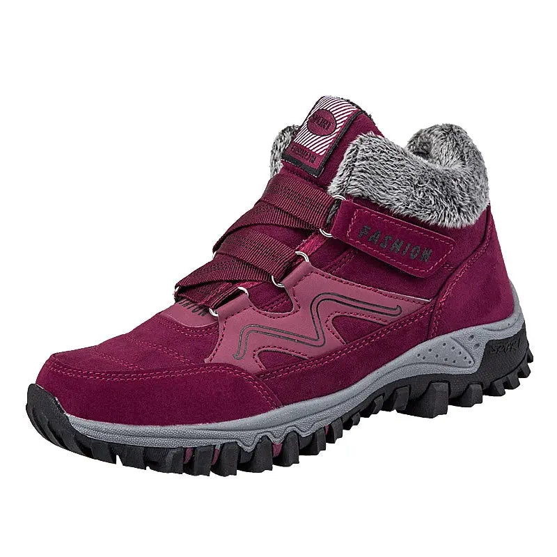 Women's warm velvet winter shoes brown suede exterior soft cotton lining thermal insulation cozy style