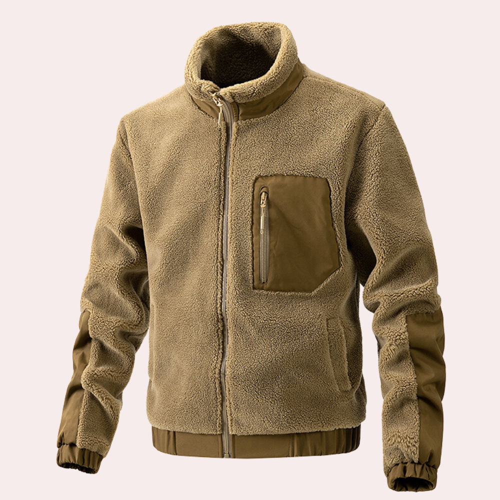 Men's outdoor fleece jacket warm slim fit for hiking daily activities all-season comfort layer