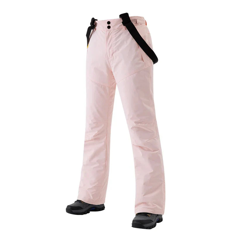 Women's black insulated ski pants windproof waterproof slim-fit design for winter sports performance