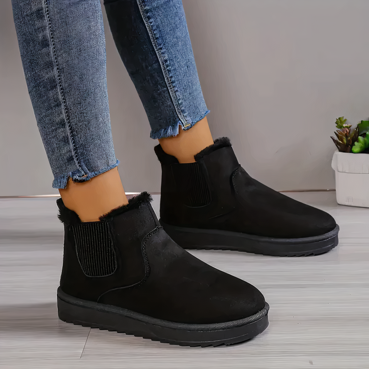 Women's Lucille winter boots with cozy fur trim collar, warm synthetic upper, casual everyday style