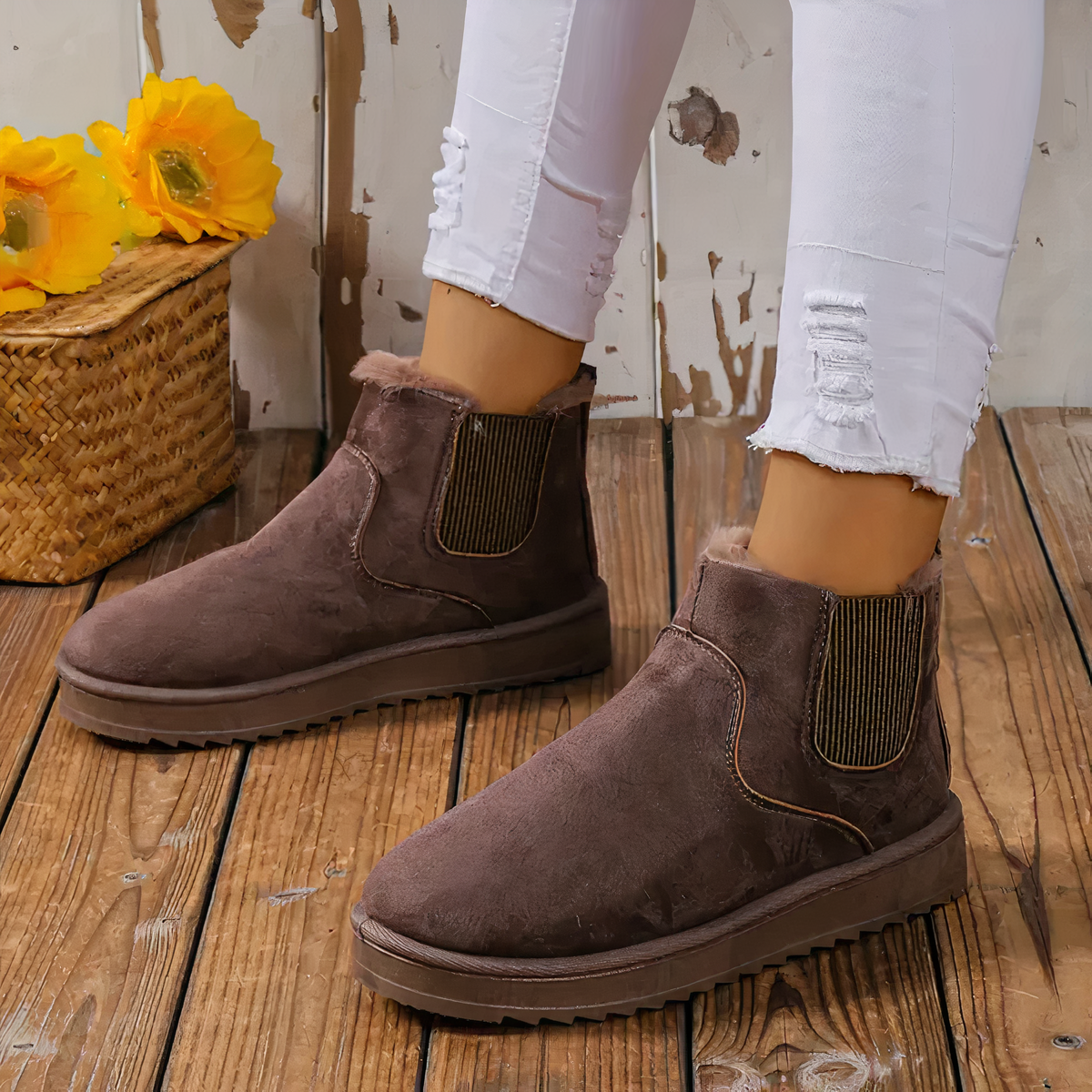 Women's Lucille winter boots with cozy fur trim collar, durable synthetic upper for all-day warmth