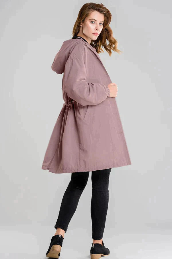 Women's waterproof hooded jacket sleek modern silhouette with water-resistant all-weather protection