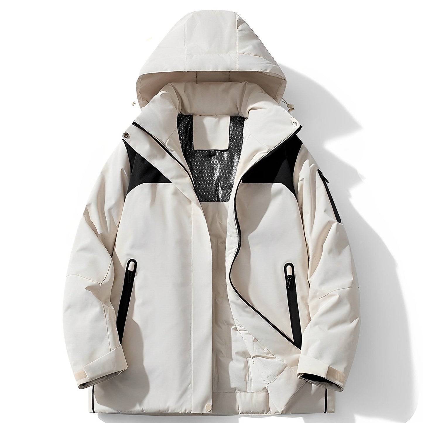 Navy waterproof winter jacket with fleece lining, windproof insulated coat for outdoor adventures