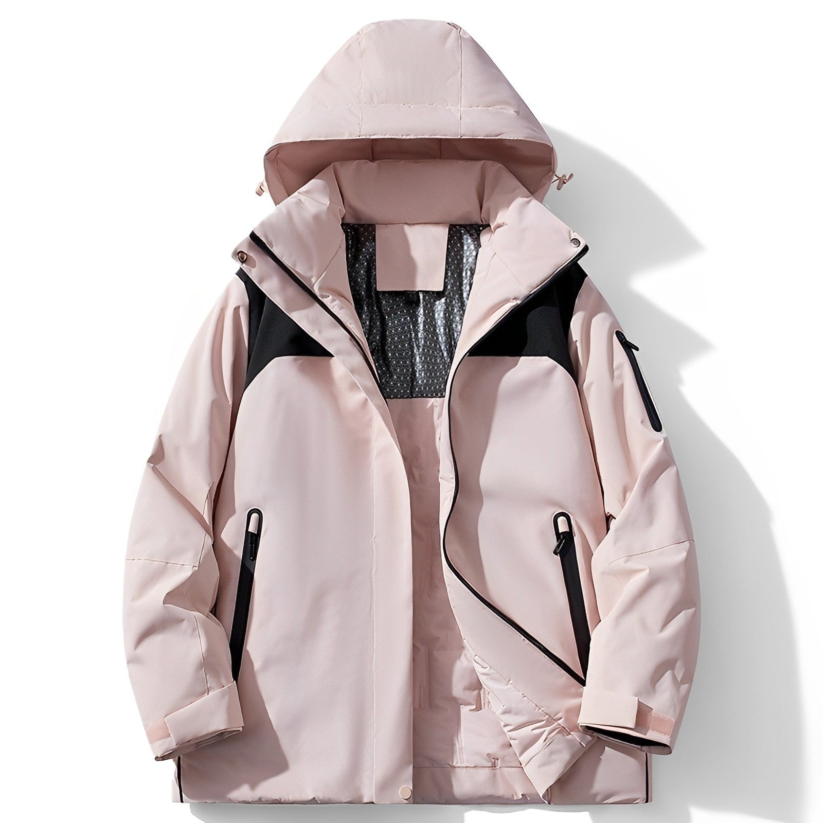 Men's navy waterproof winter jacket fleece-lined insulated coat windproof for outdoor adventures
