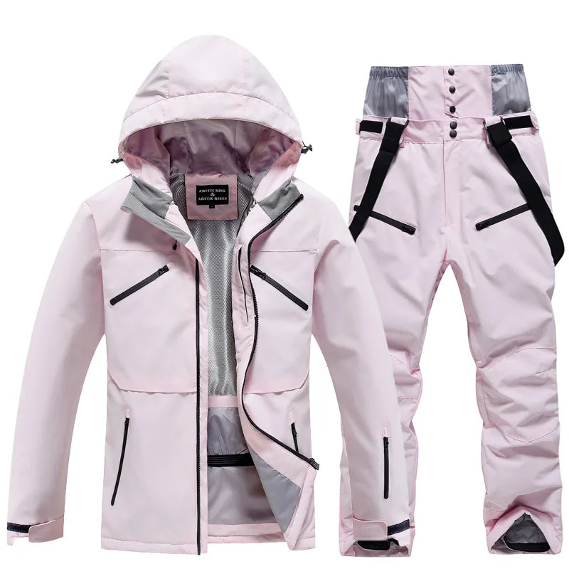 Unisex waterproof ski suit windproof jacket and pants set for men and women winter slopes