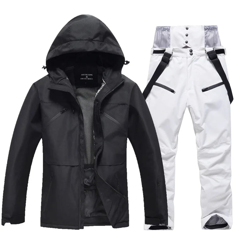 Unisex waterproof ski suit windproof jacket and pants set for men and women winter slopes