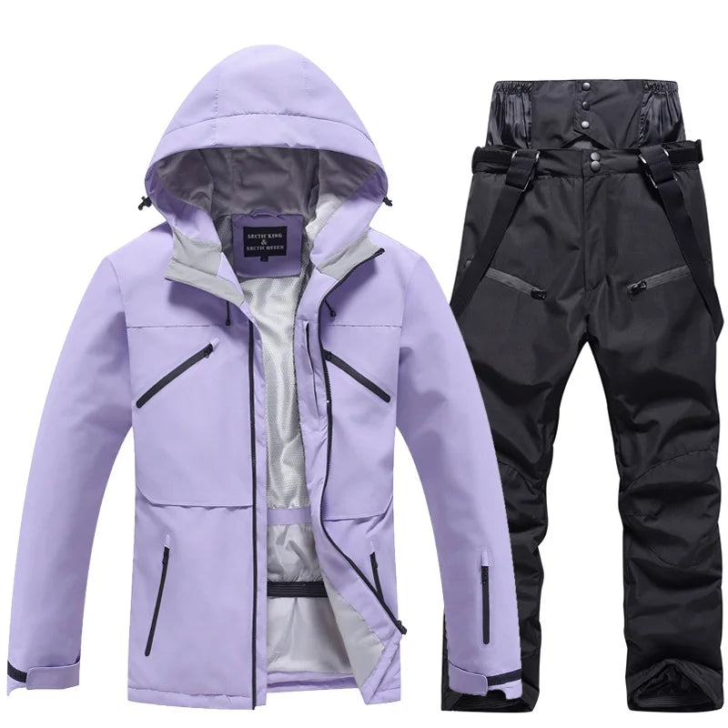 Unisex waterproof ski suit windproof jacket and pants set for winter slopes protection