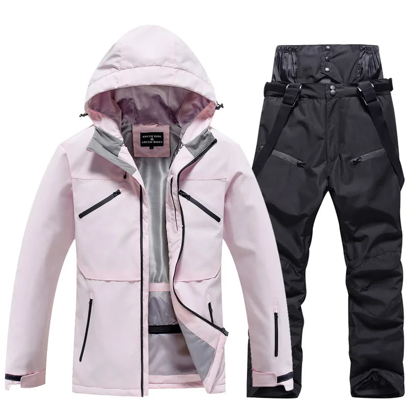 Unisex waterproof ski suit windproof jacket and pants set for skiing and snowboarding all weather