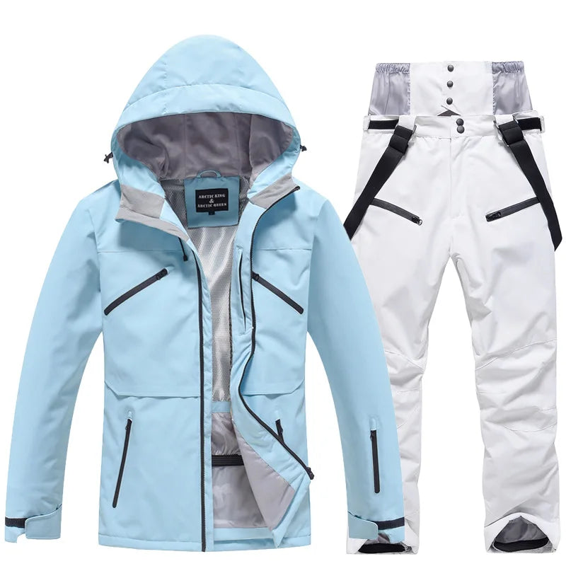 Unisex waterproof ski suit windproof jacket and pants set for winter slopes protection