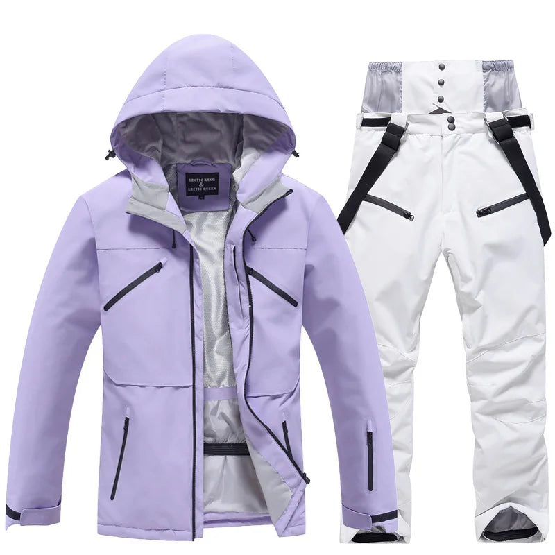 Unisex waterproof ski suit windproof jacket and pants set for winter slopes protection