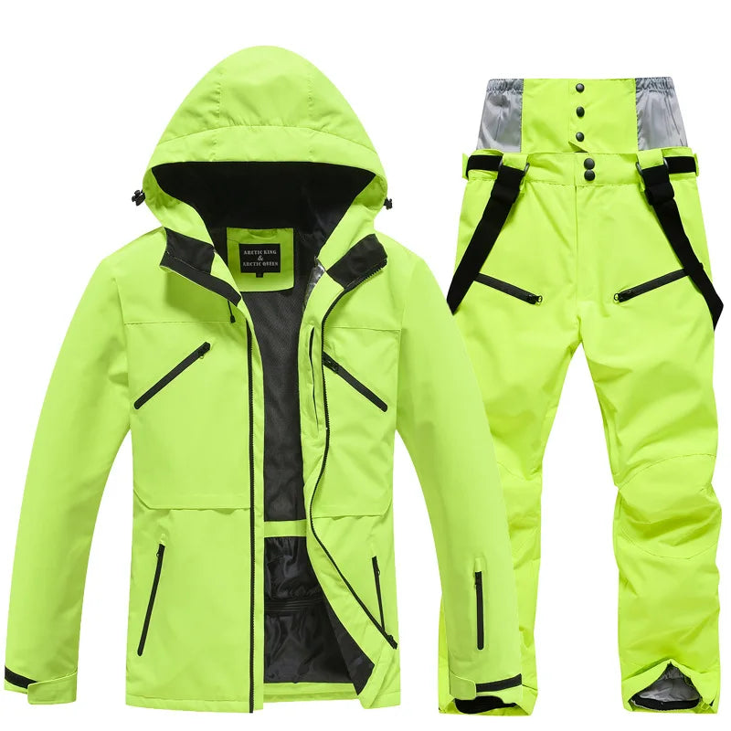Unisex waterproof ski suit windproof jacket and pants set for winter slopes protection