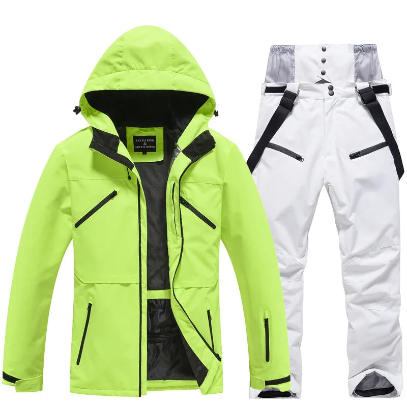 Unisex waterproof ski suit windproof jacket and pants set for men and women winter slopes