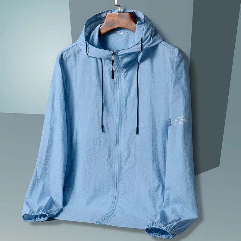 Men's lightweight waterproof windbreaker jacket, breathable summer style with versatile slim fit