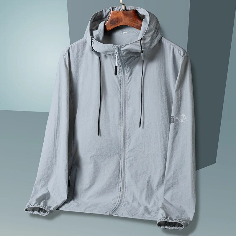 Men's lightweight waterproof windbreaker jacket, versatile summer style with breathable construction