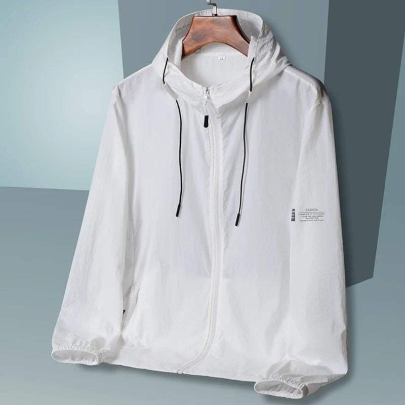Men's lightweight waterproof windbreaker jacket, breathable summer outerwear with packable design