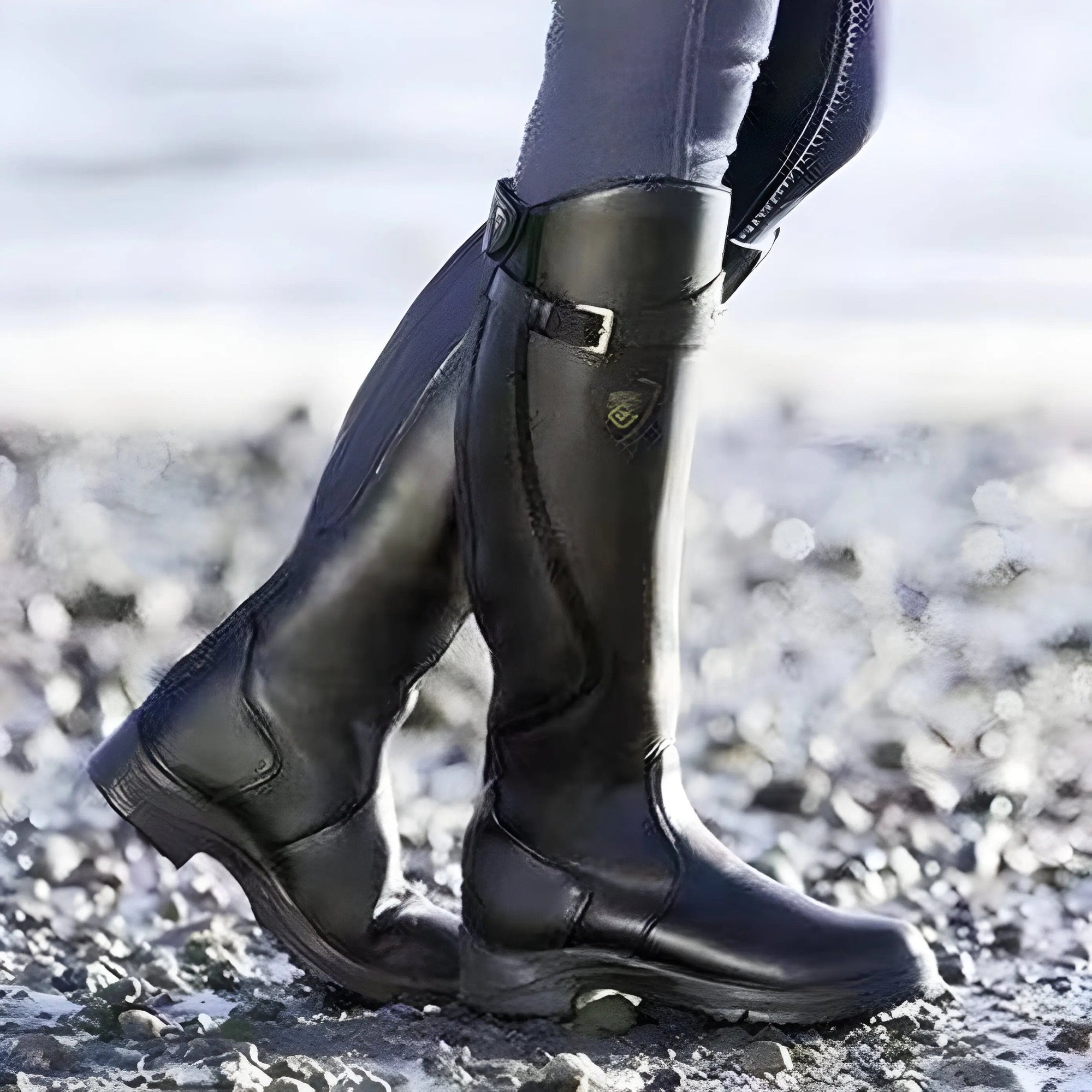 Women's waterproof knee-high boots lightweight breathable all-terrain adventure black tall shaft