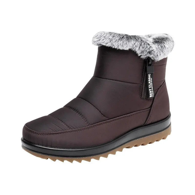 Women's waterproof mid-calf winter boots with non-slip sole for cold weather everyday wear