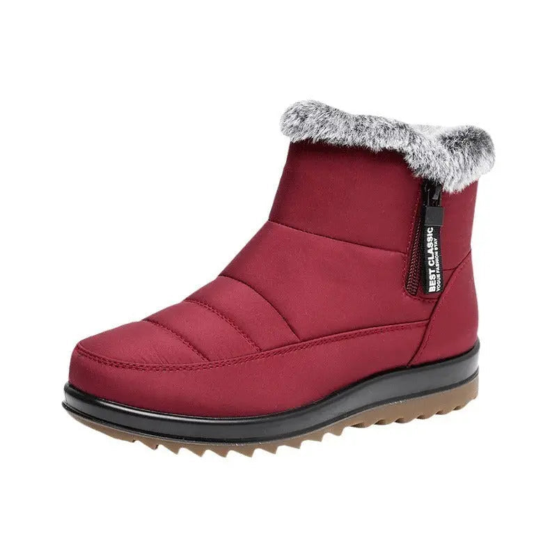 Women's waterproof mid-calf winter boots with non-slip sole, casual style for cold weather