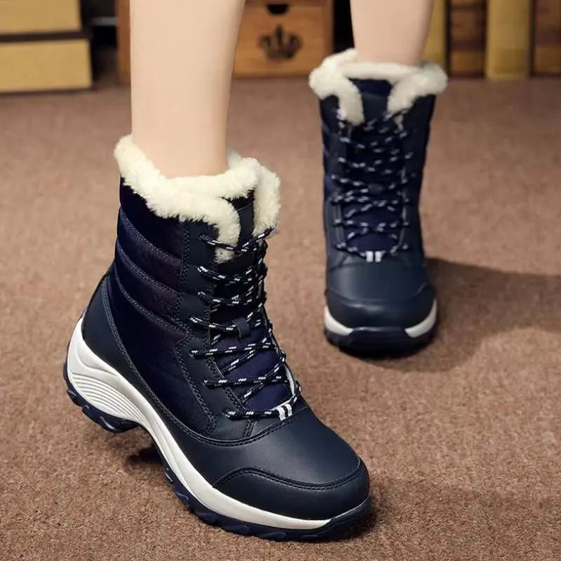 Women's waterproof winter boots synthetic leather upper warm EVA sole cold weather comfort