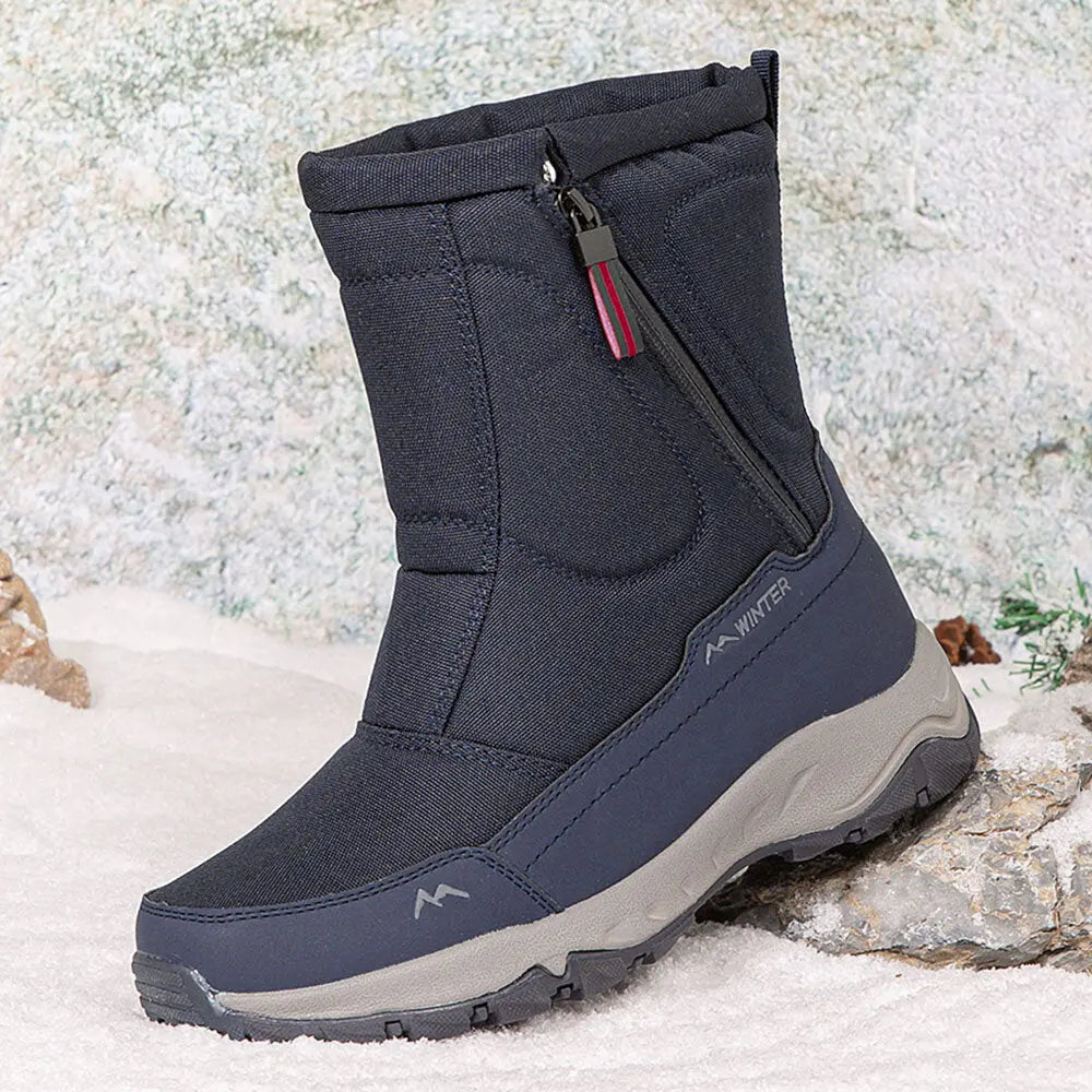 Women's waterproof winter snow boots with side zip, non-slip outsole, warm insulation, all-weather