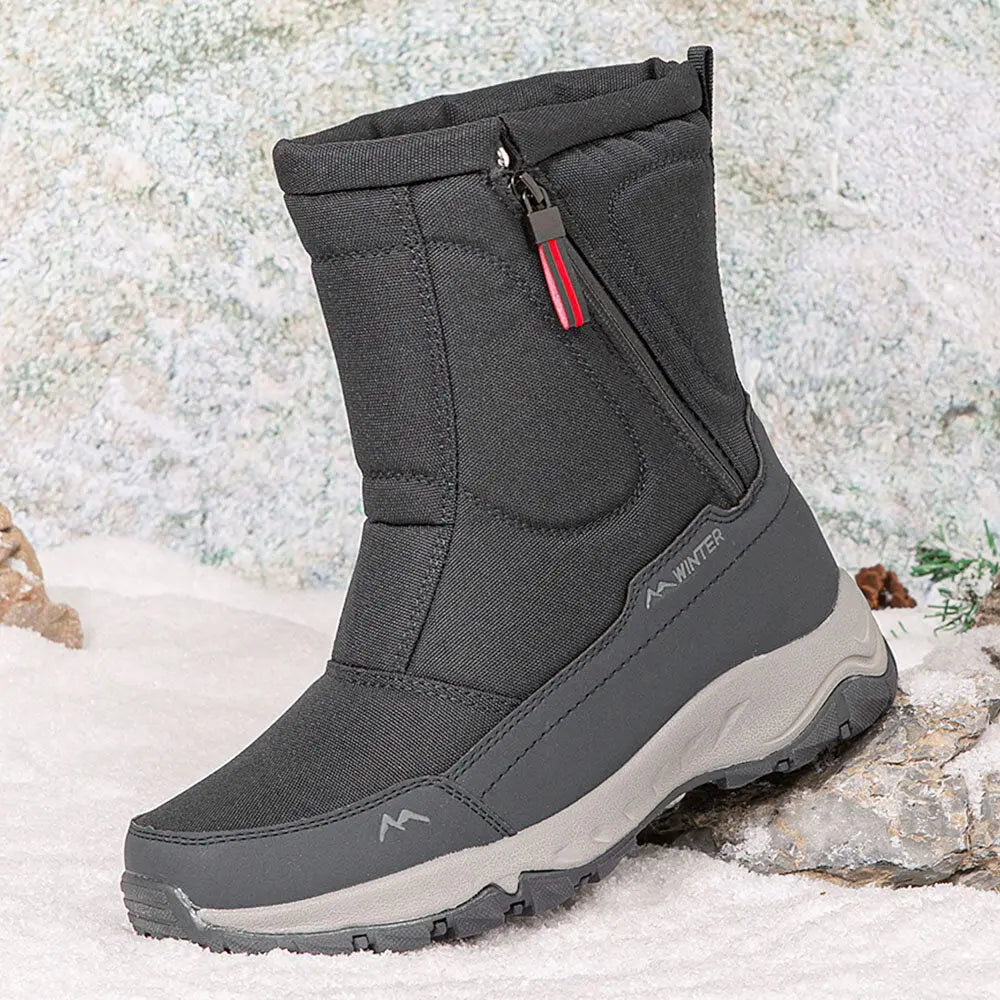 Women's waterproof winter snow boots with side zip, non-slip outsole, warm insulation, all-weather style