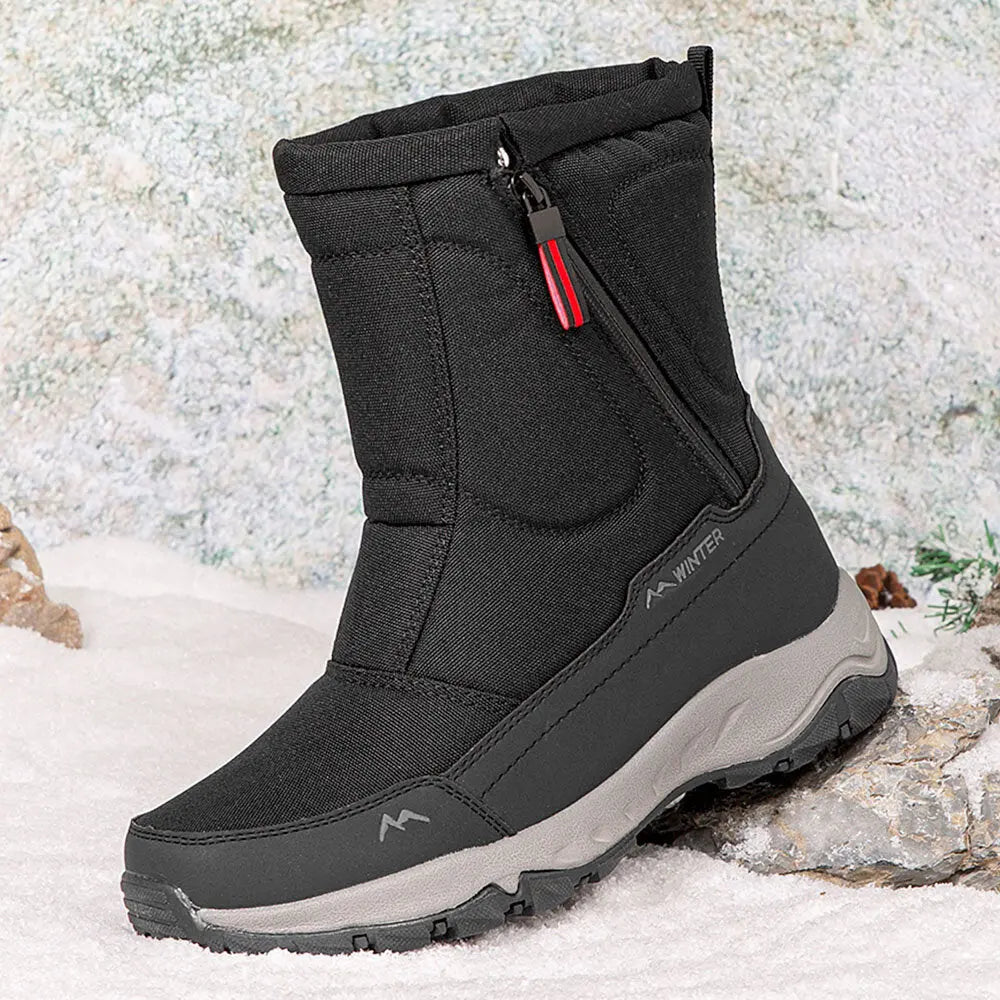 Women's waterproof winter snow boots with side zip, non-slip outsole, warm insulation, all-weather style