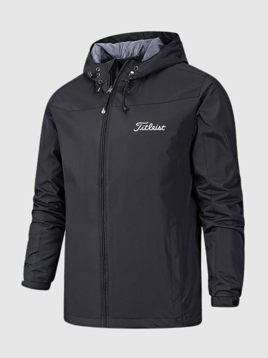 Men's waterproof windproof outdoor jacket, versatile all-weather polyester shell for active travel