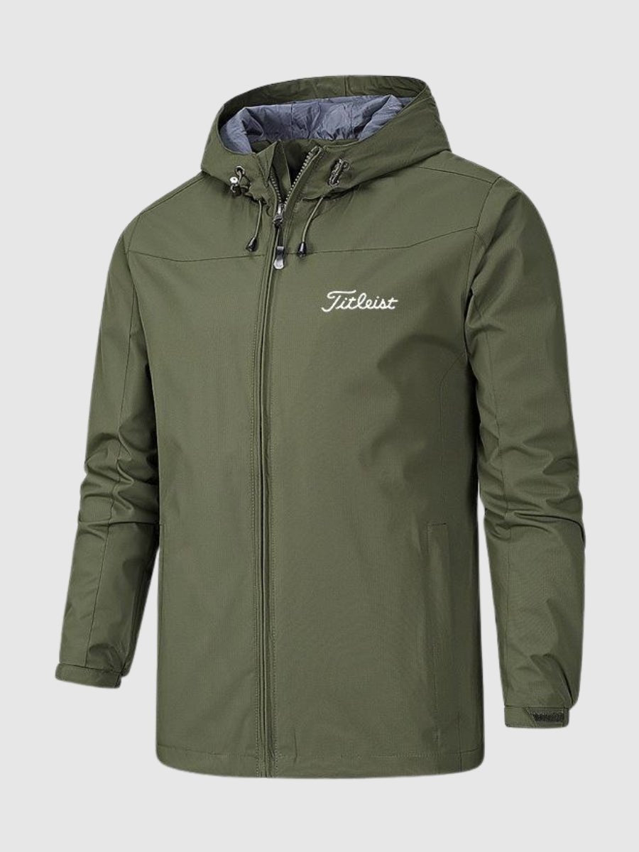 Men's waterproof windproof outdoor jacket, versatile all-weather layer with durable polyester shell
