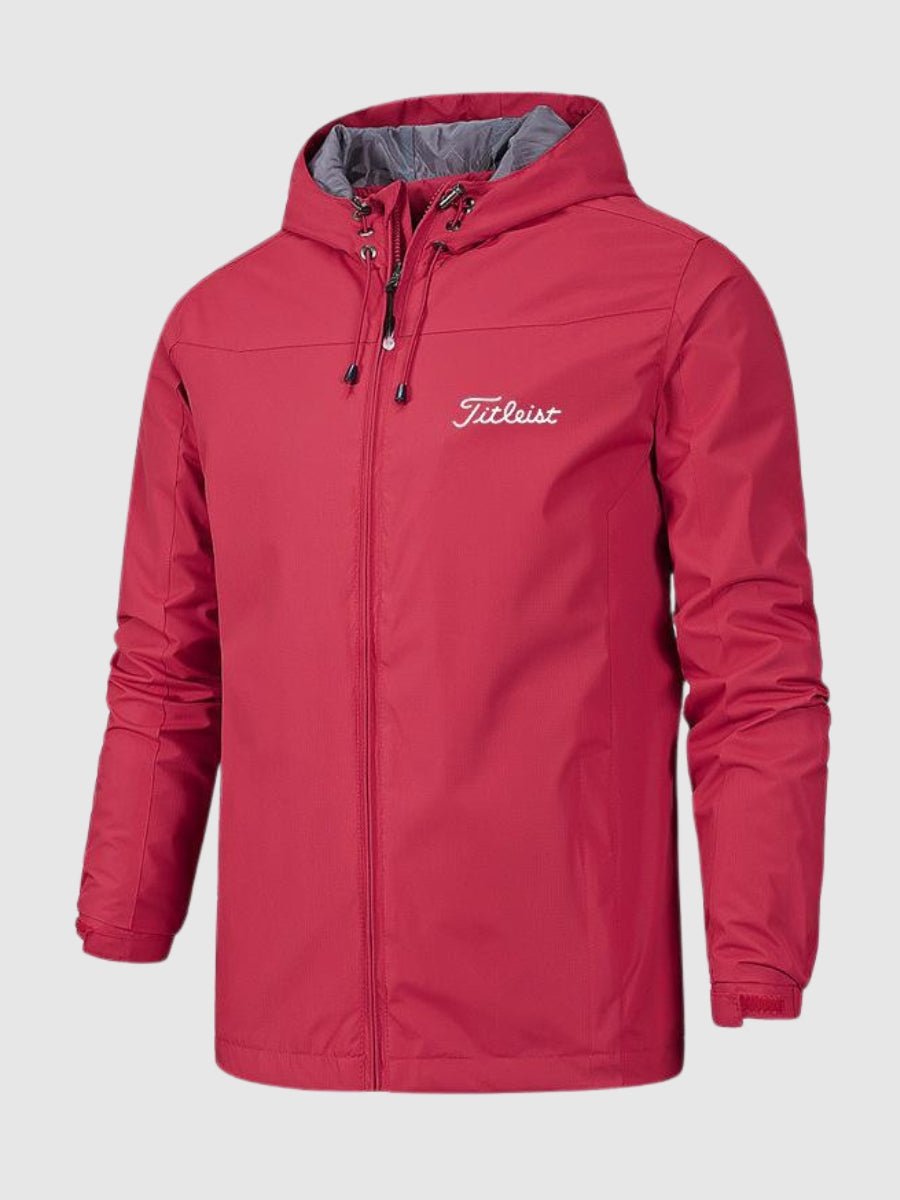 Men's waterproof windproof outdoor jacket, versatile all-weather polyester shell for active travel