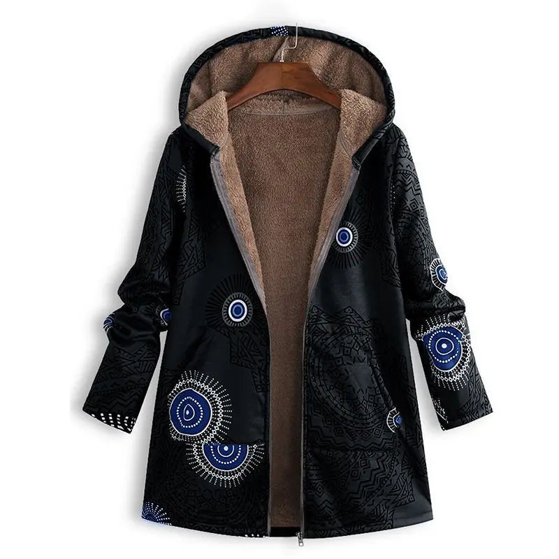 Women's reversible fleece hooded jacket cozy thermal insulation lightweight versatile cold weather outdoor wear