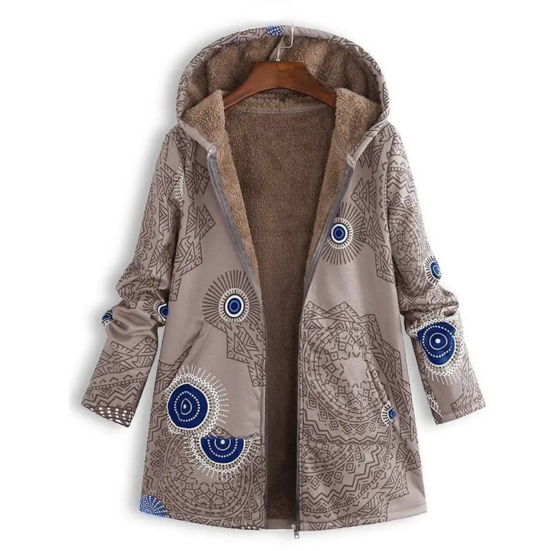 Women's reversible fleece hooded jacket, cozy thermal insulation, lightweight versatile cold-weather outdoor wear