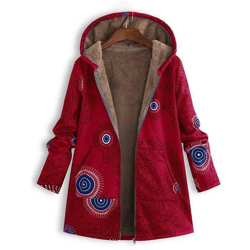 Women's reversible fleece hooded jacket cozy thermal insulation lightweight versatile cold weather outdoor wear