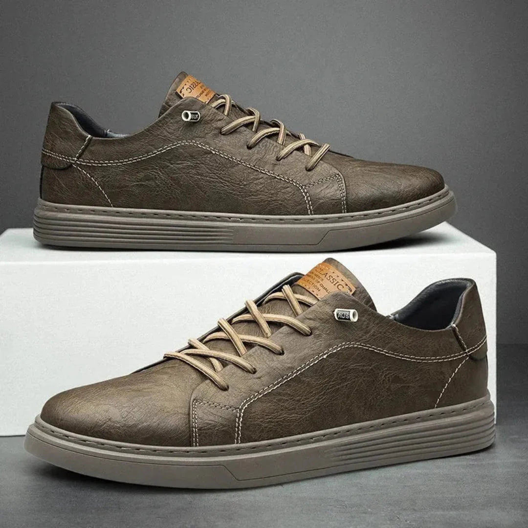 Weston white leather low-top sneakers with cushioned midsole and non-slip outsole street style