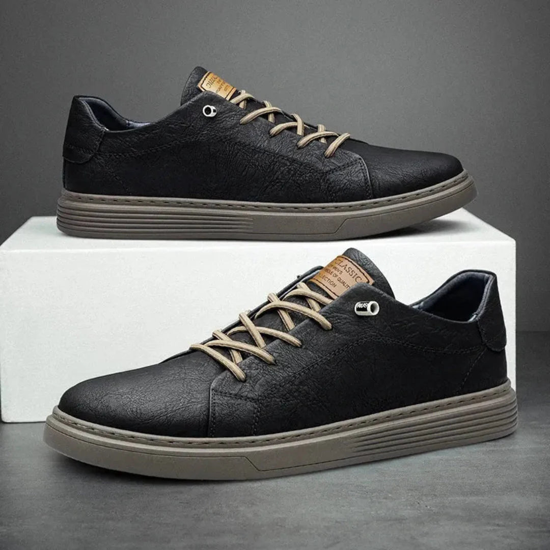 Weston white leather low-top sneakers with cushioned midsole and non-slip outsole street style