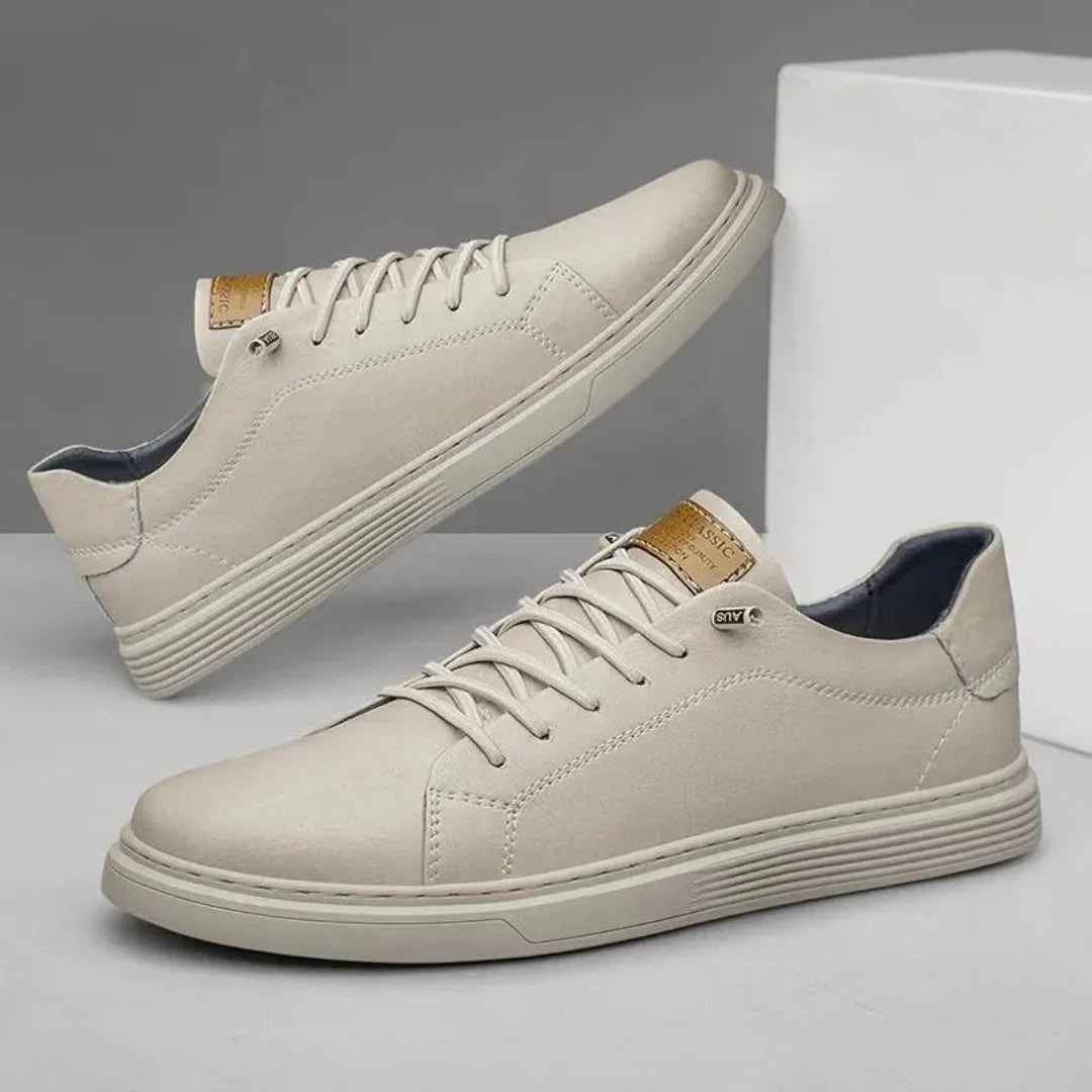 Weston white leather sneakers cushioned midsole street-style low-top non-slip casual everyday shoes